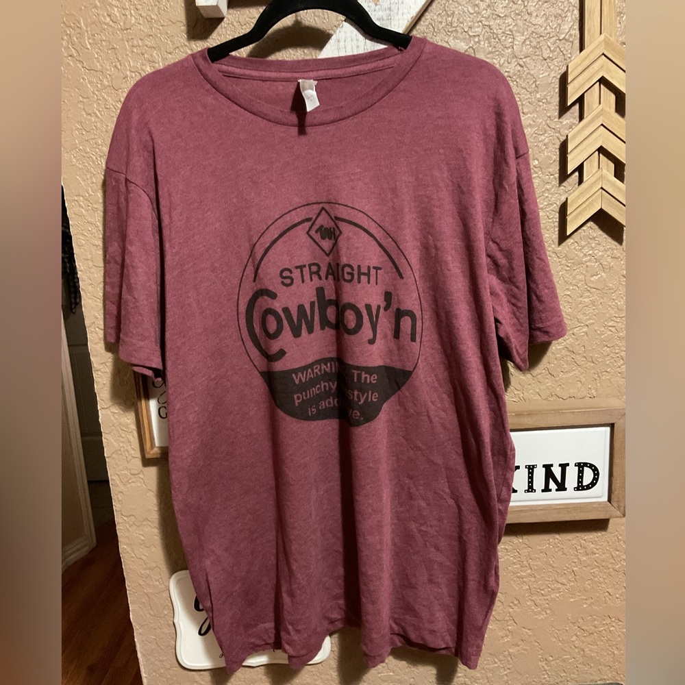 LAT Men’s Maroon Western Straight Cowboy’n Graphic T-Shirt Men’s Size Large